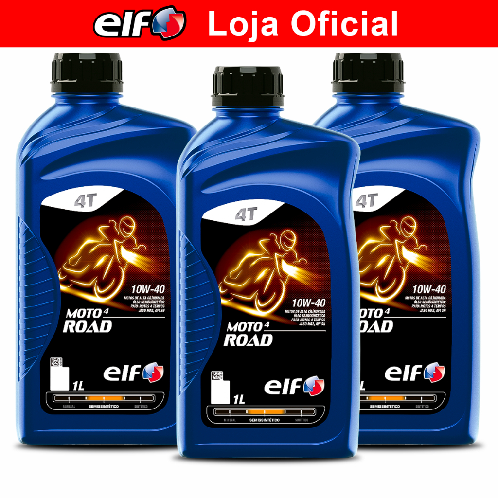 Kit 3x Óleo para Moto 10w-40 Semi-sintético Elf Moto 4 Road em Oferta na Shopee
