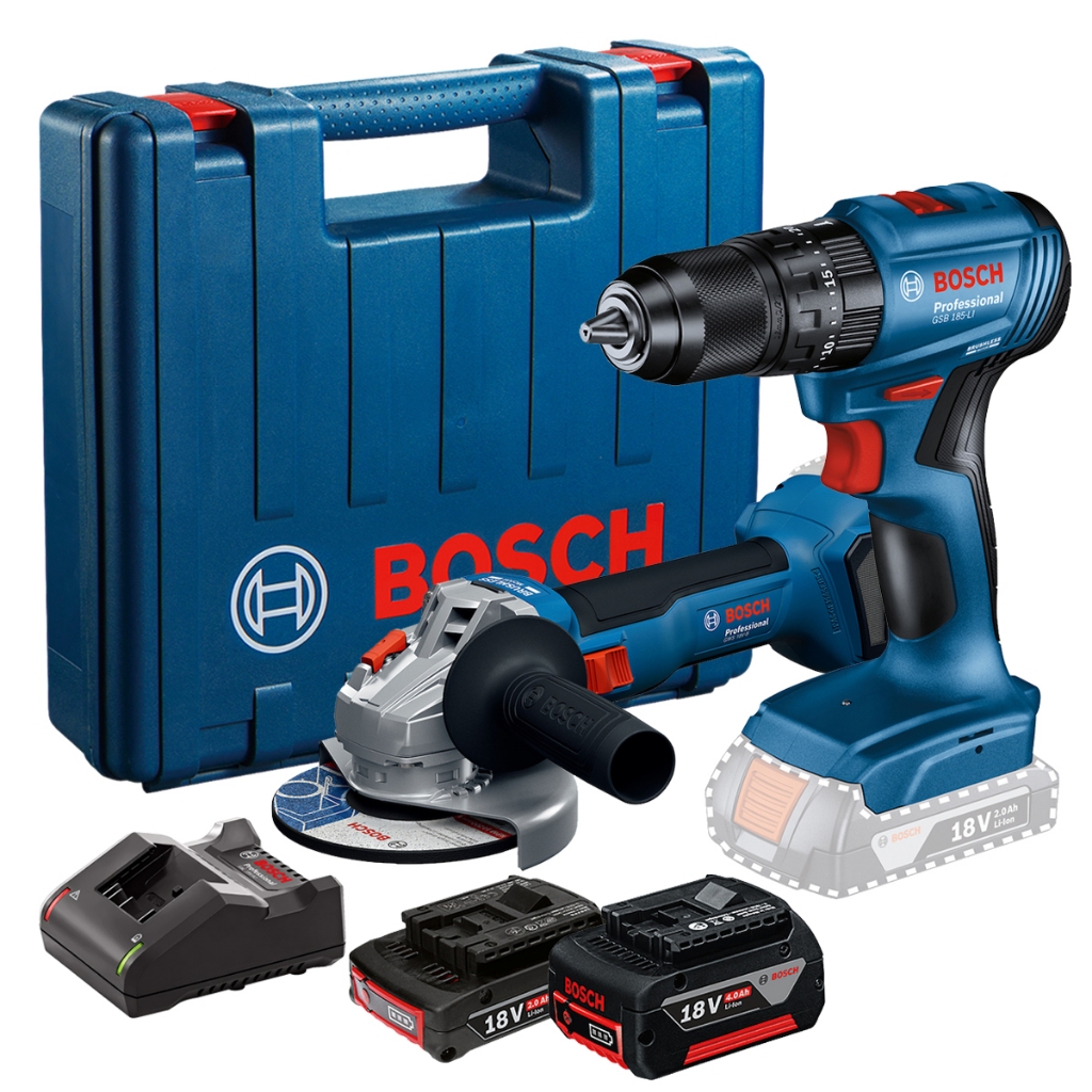 Combo Furadeira Gsb 185-li + Esmerilhadeira Gws 18v-8 Bosch 18v