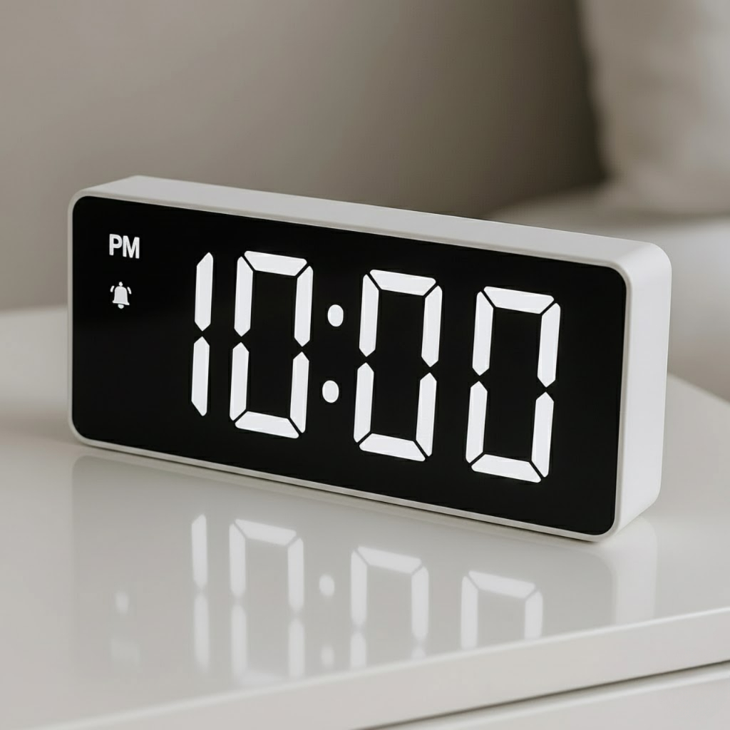 Relógio Despertador Digital De Mesa 16X2.5X6,3cm Alarme Temperatura Pilha AAA Usb Preto Com Led