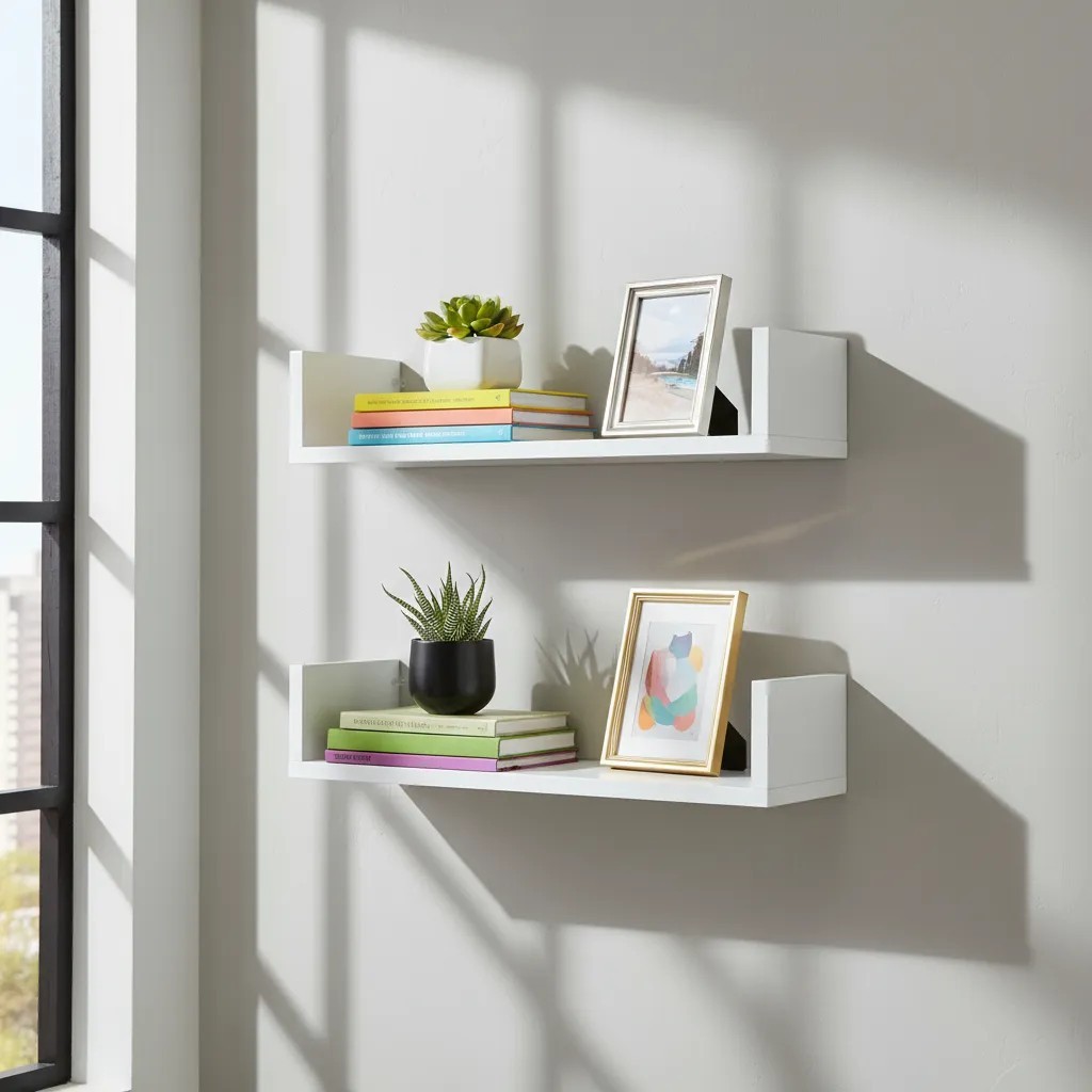 Kit 02 Prateleiras MDF 60cm Branco Livros Sala Quarto Cozinha Decoração Quadros Fotos Casa Banheiro