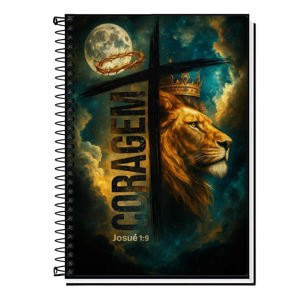 Caderno Leão da tribo de Judá | Cordeiro e Leão | Yeshua | Capa Dura & Espiral Resistente |1,10,15,20 Matérias |Bíblico