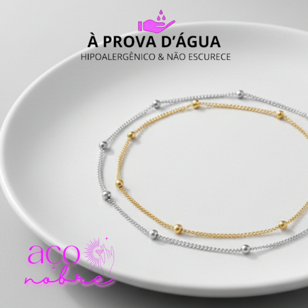 Pulseira Esferas Aço Inoxidável ou Tornozeleiras Bolinhas À Prova D'Água Pulseira Delicadas Circulos em Oferta na Shopee