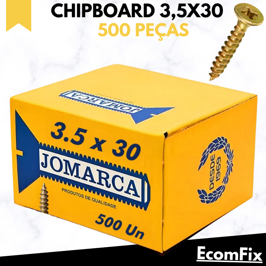 Parafuso Chipboard 3,5 X 30  Chata Phillips para Madeira - Caixa Com 500 Peças - JOMARCA