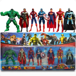 Kit 7 Bonecos Vingadores Marvel DC Heróis Avengers Articulado C/ Luz Figuras De Ação Colecionável