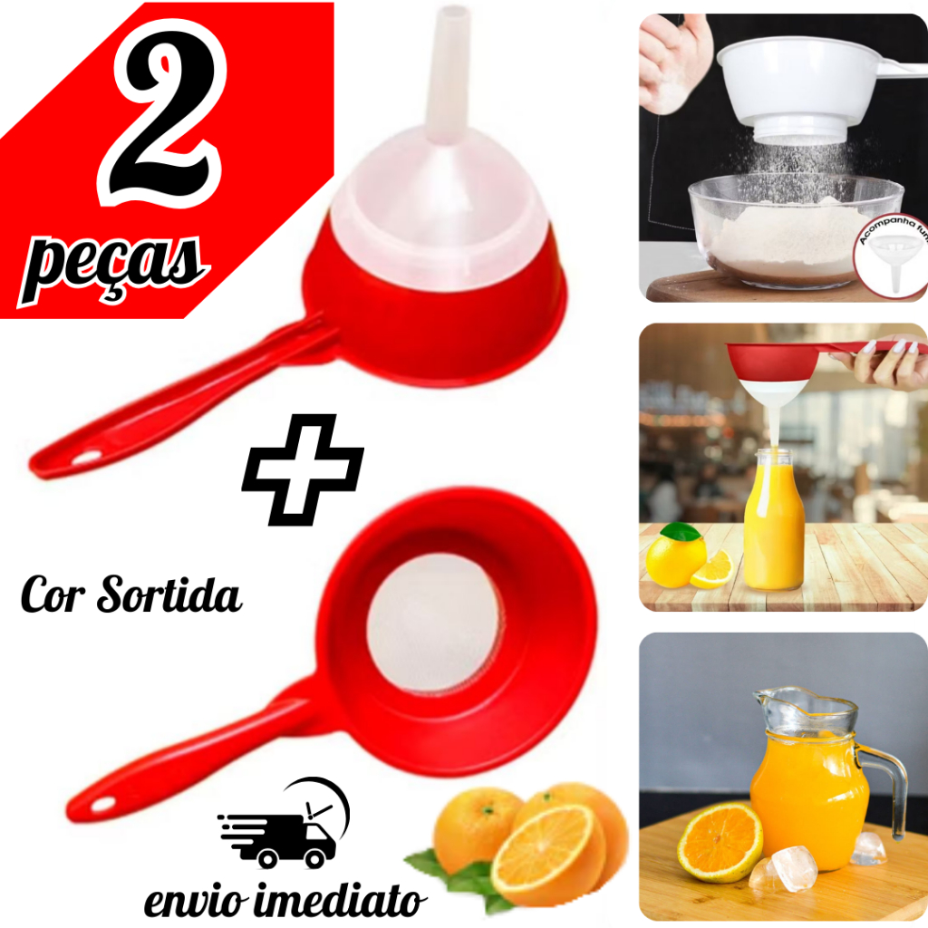 Peneira Coador com Funil  2 em 1 Perfeito Para Cozinha Bar Confeitaria Restaurante Suco