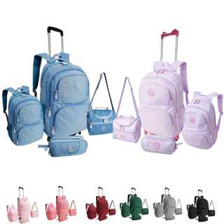 Kit Mochila Mochilinha Lancheira Estojo 4 Peças Reforçada Menina Menino