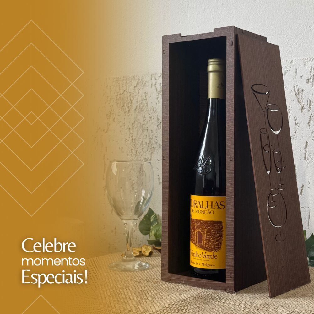 Porta Vinho em Madeira Presente Lembrancinha de Natal Embalagem Garrafa Caixa de Presente