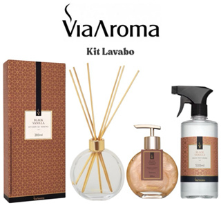 Kit Lavabo Via Aroma Difusor de Varetas 200ml + Sabonete Líquido 200ml + Água Perfumada 500ml em Oferta na Shopee