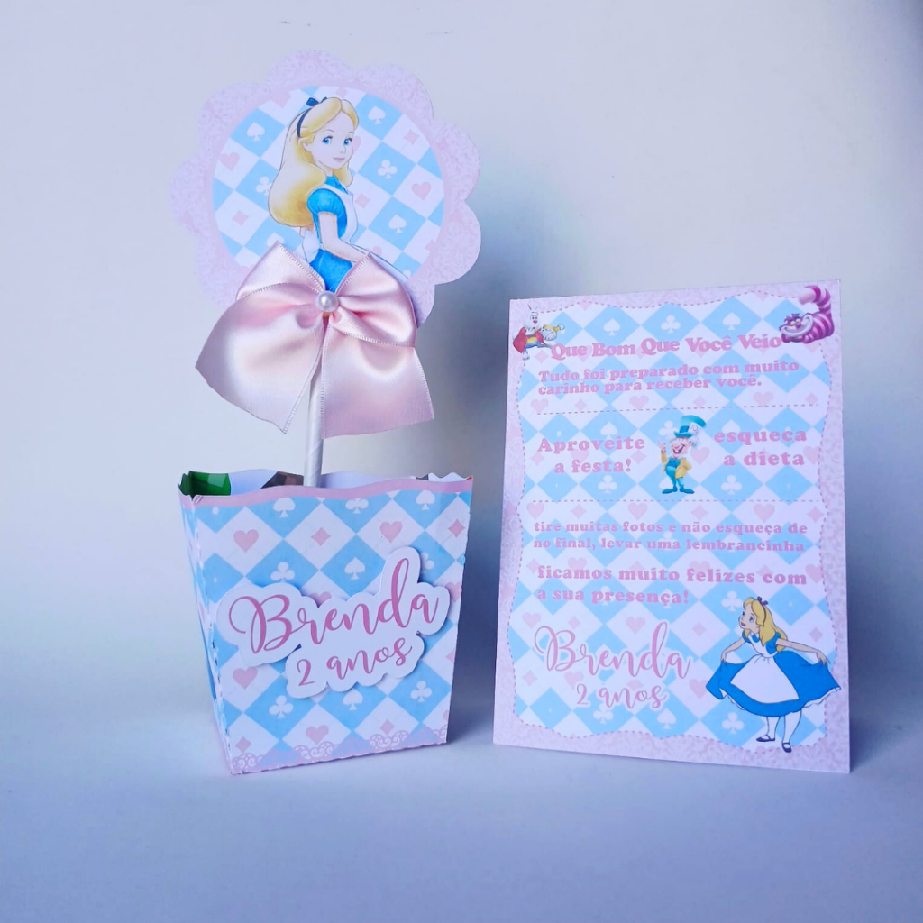 Cento Mesa Alice no Pais da Maravilha -Arranjo -Lembrancinha -Decoração -Personalizado -Aniversario