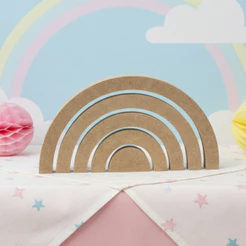 Decoração de Mesa Arco Íris enfeite para festa Quarto Colorido Display 3D Mdf Candy Colors - DIY