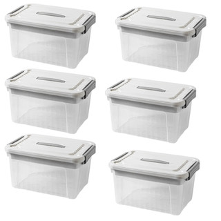 kit com 6 caixas organizadoras plástico  3 litros transparente resistente com trava segurança