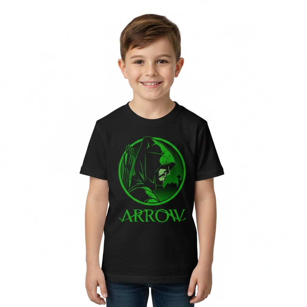 Camiseta Arqueiro Verde Arrow Infantil e Adulto | Tecido DryFit