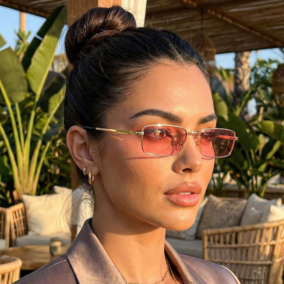 Óculos de Sol Ilook Feminino Formato Retangular Retrô Vintage Preto Proteção UV400 em Oferta na Shopee