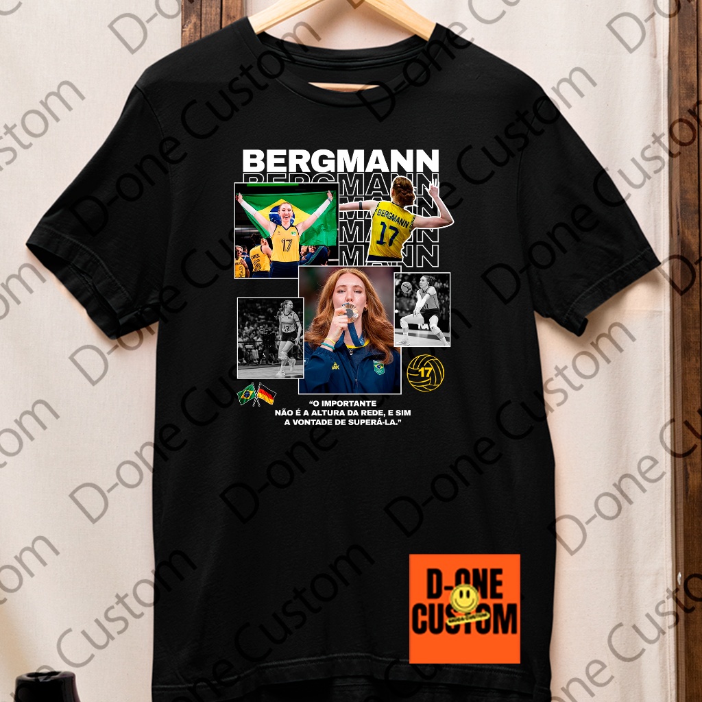Camisa Camiseta Julia Bergman Frente Esporte Vôlei O Importante Não é a Altura Da Rede Frase Atleta