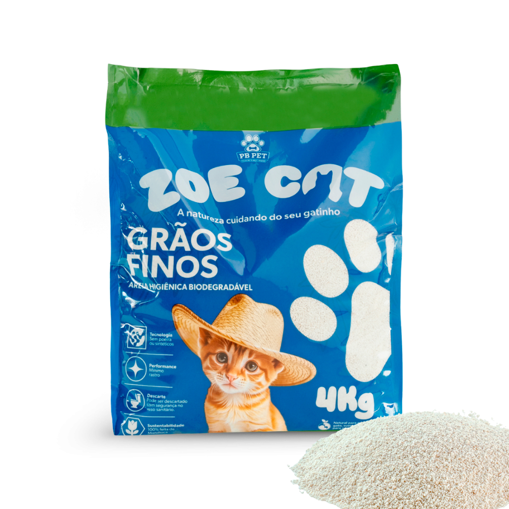 Areia Natural Zoecat 4kg Biodegradável 100% Mandioca Ultra Aglutinante Para Felinos Gatos em Oferta na Shopee