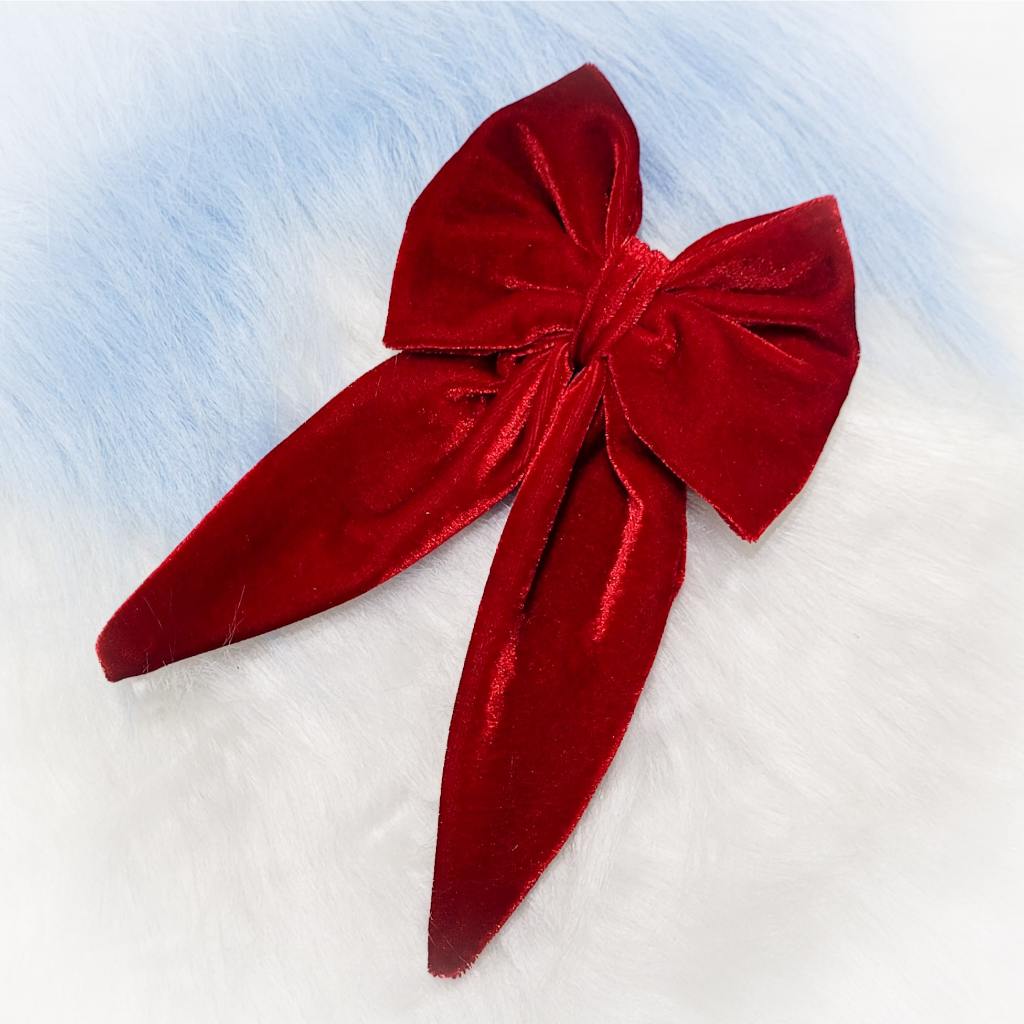 Laço Grande de Cabelo Carmurça Vermelha / Natal / Natalino / Festa / Acessório / Presilha / Feminino