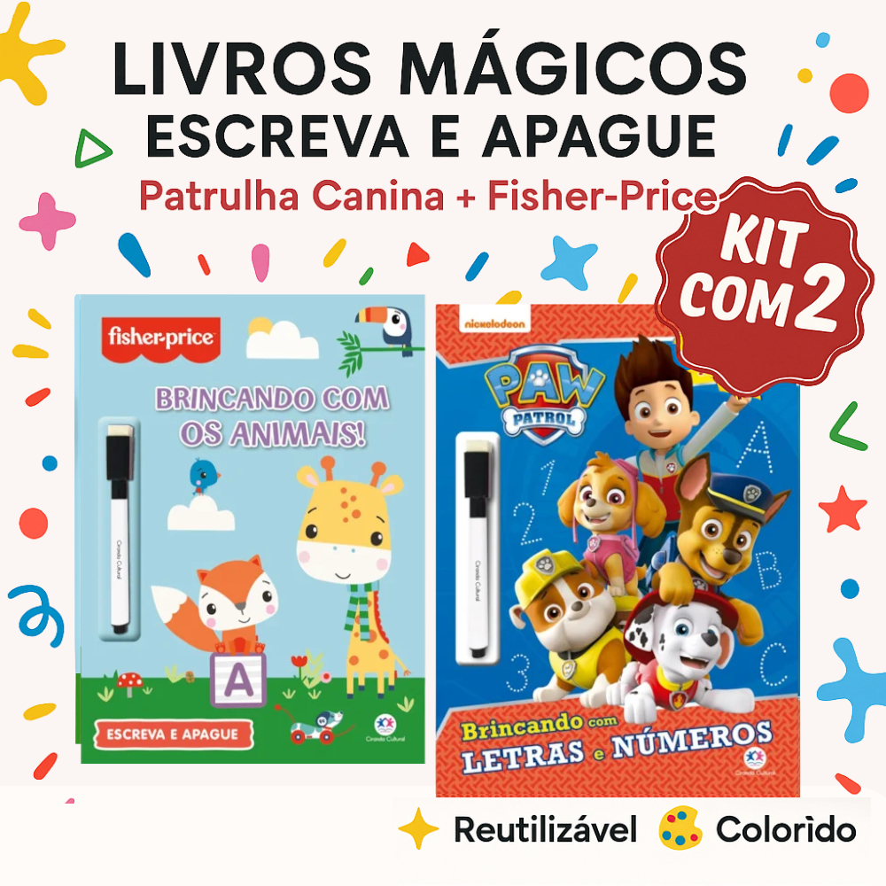 Livros Mágicos Escreva e Apague Kit com 2 – Patrulha Canina - Fisher Price Infantil Reutilizável em Oferta na Shopee