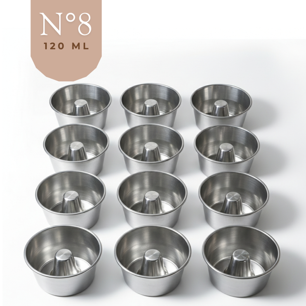 Kit 12 Mini Formas 120ml Confeitaria Gourmet Pudim Bolo Vulcão Doce N°8 Alumínio