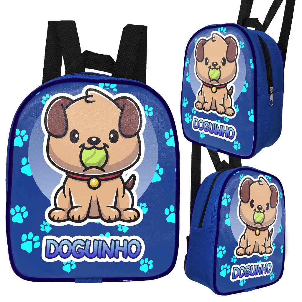 Lancheira Térmica Infantil Menino Escolar Estampa Cão Doguinho com Alça Confortável e Ajustavél
