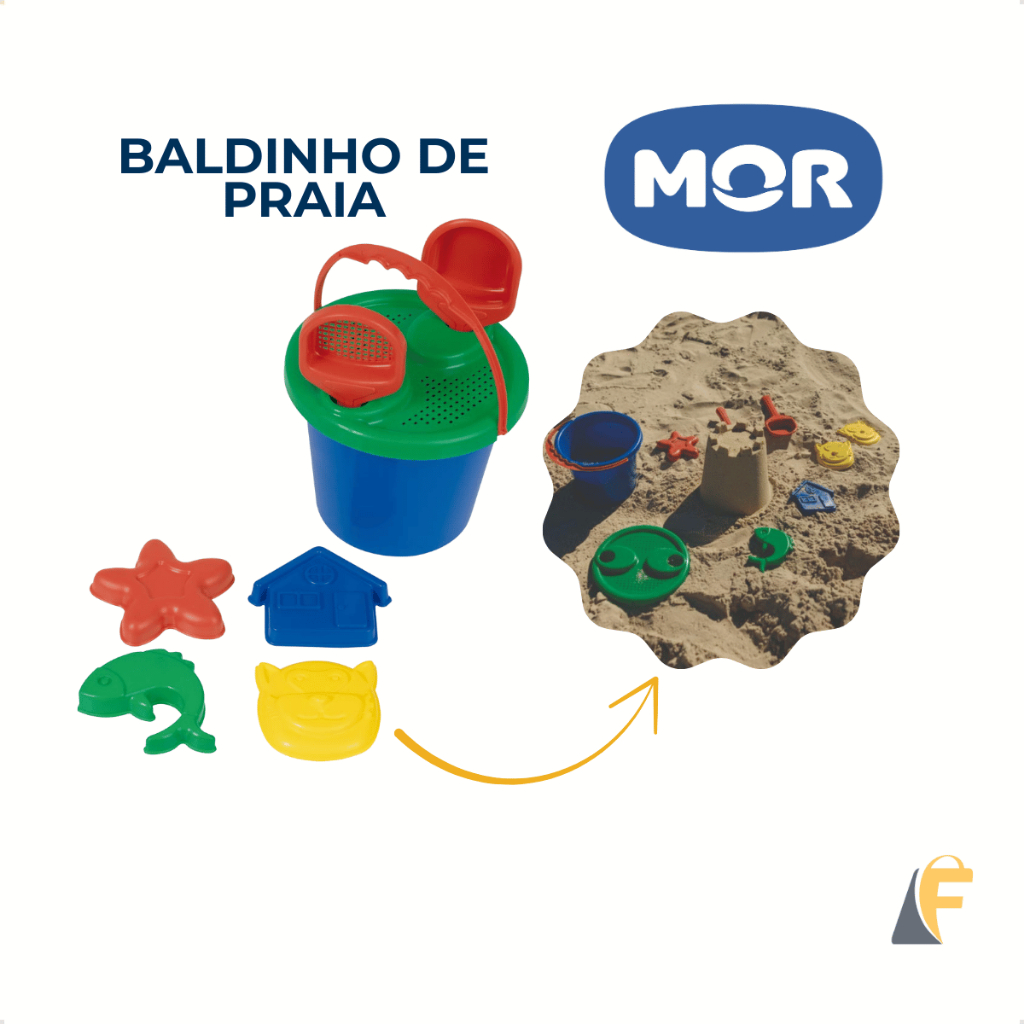 Brinquedo Kit Praia Infantil Baldinho Com Peneira e Acessórios 8 Peças Areia Diversão Mor
