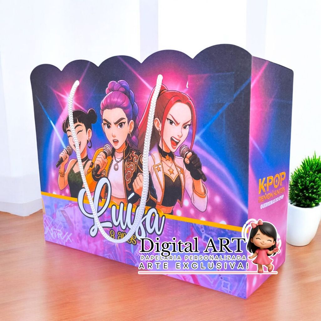 SACOLA GUERREIRAS DO KPOP HUNTRIX Personalizado | Sacolinha | Lembrancinha | Mimos | Aniversário