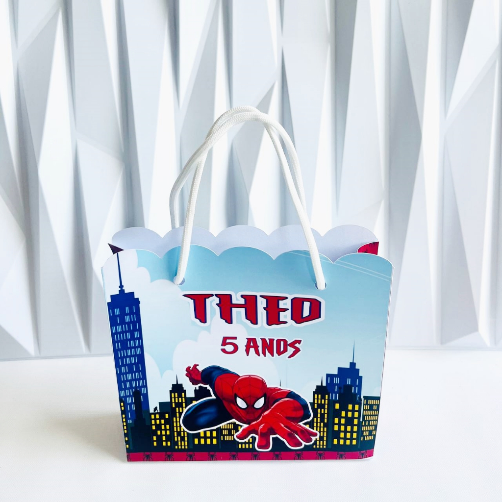 Sacolinha Homem Aranha Personalizada M | Lembrancinha Homem Aranha | Festa Infantil Homem Aranha