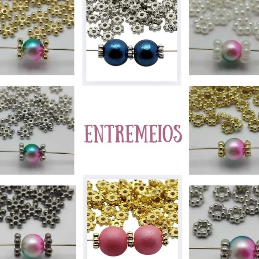 Entremeio Florzinha, 4mm/6mm/8mm. - Ideal para miçangas, pérolas e contas.