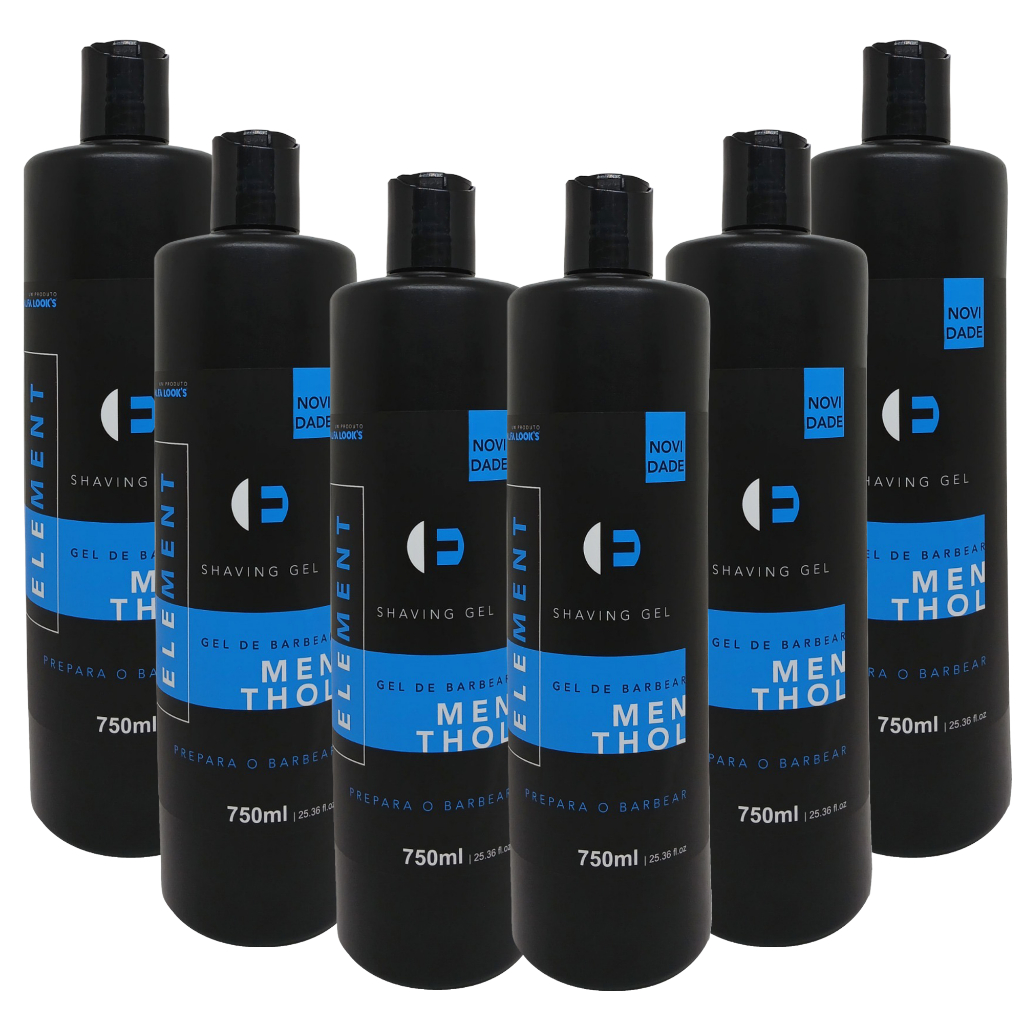 Kit 6 Gel Shaver Para Barba Pezinho E Navalhado Element 750g em Oferta na Shopee