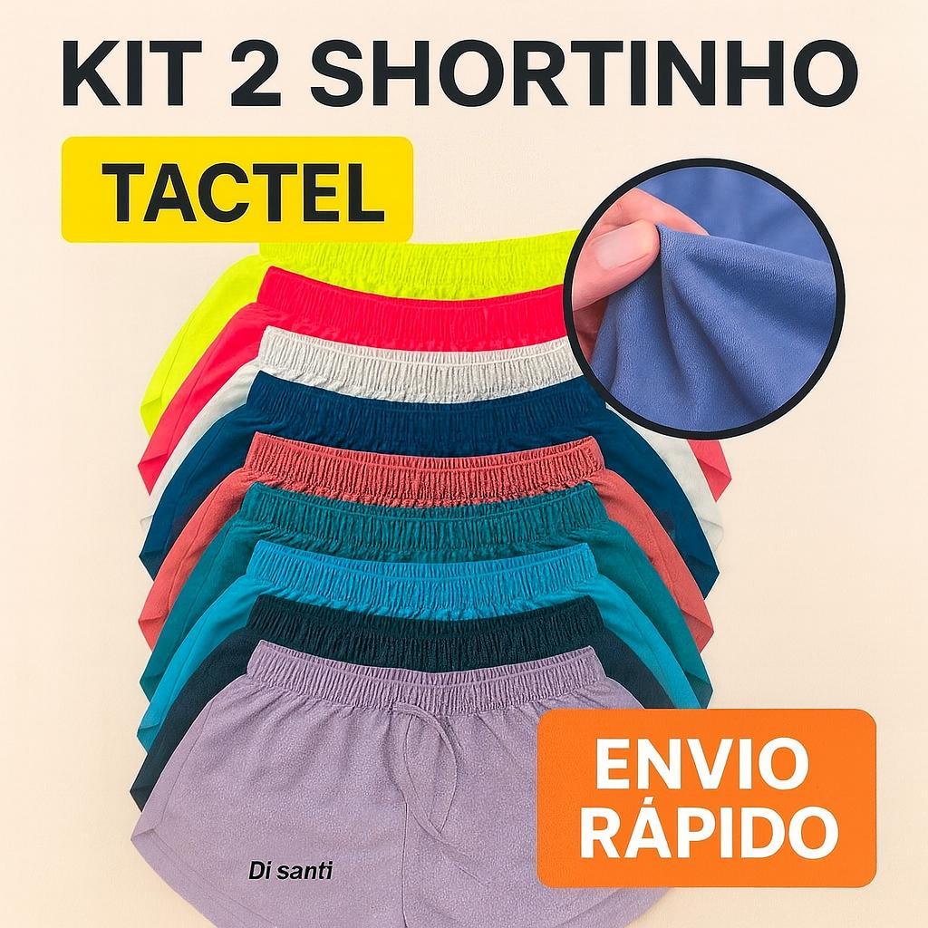 Kit 2 shortinhos Tactel  Prai,Academia,Corrida,Caminhada Super Leve