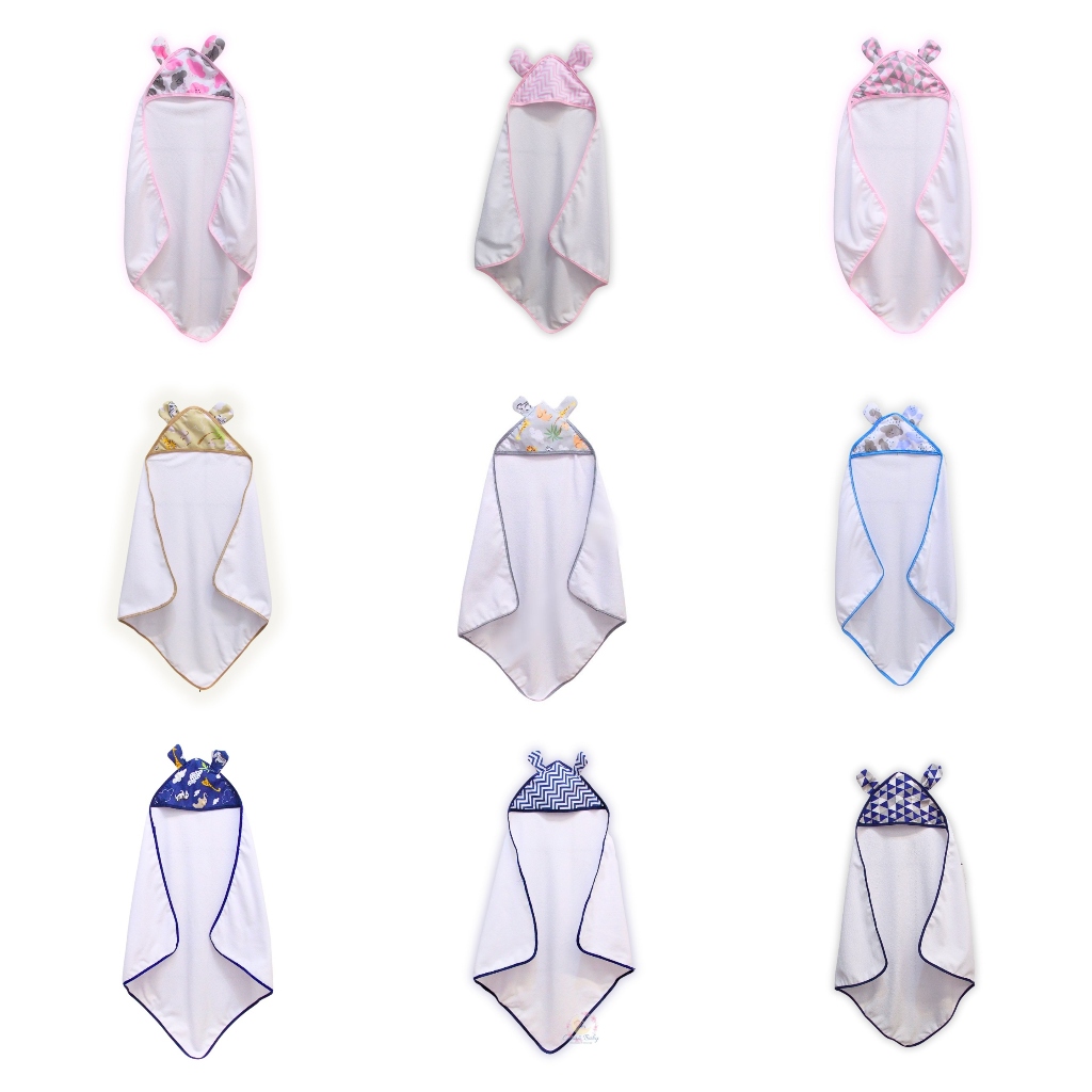 kit 2 Toalha de Banho Felpuda para bebê com Capuz Menina Menino