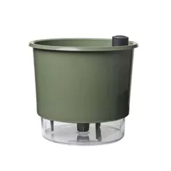 Vaso Autoirrigável Grande N04 21cm X 19cm - Terrazzo Verde Militar Lisa