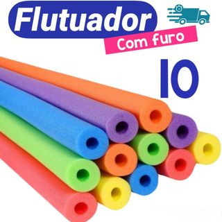 10 Unidades Macarrão Espaguete Flutuador Boias Espuma Com Furo Para Piscina e Praia - Cores Sortidas