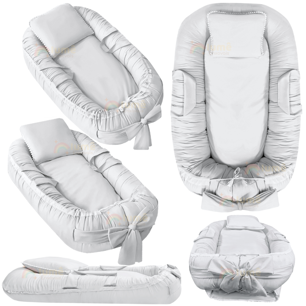 Ninho Redutor Anatomico Para Bebê Com Regulagem Cresce Com O Bebê Travesseiro Ziper - Branco