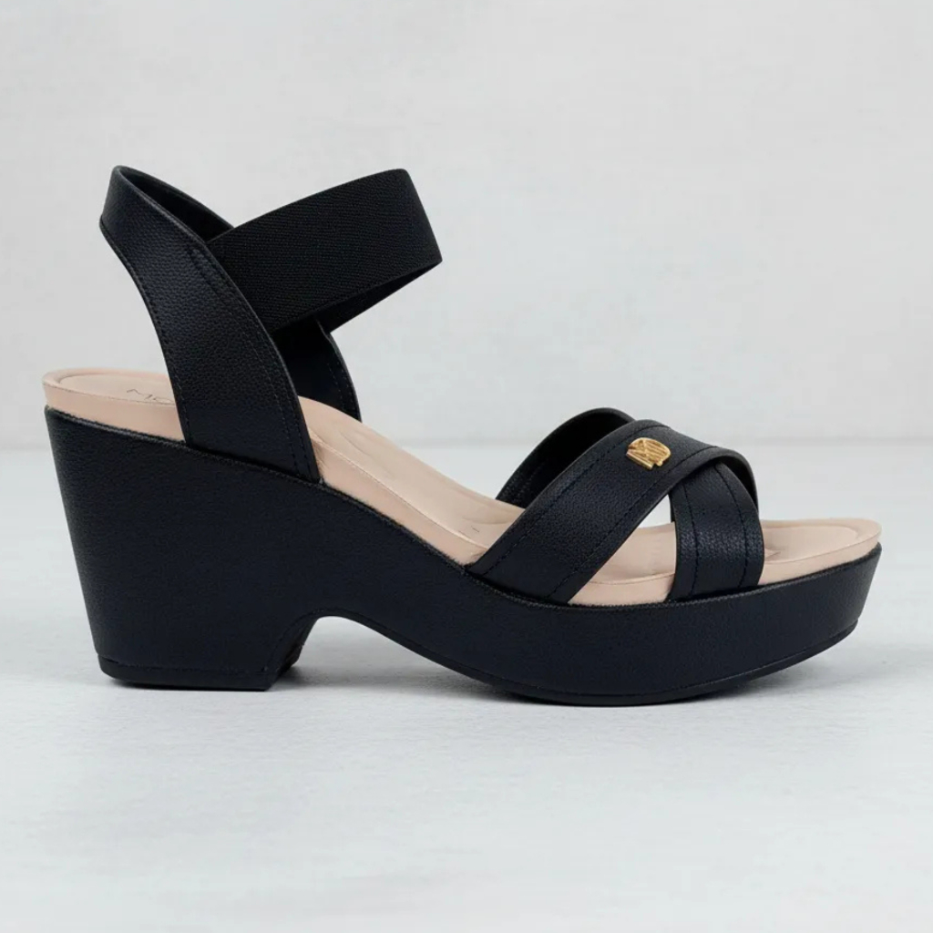 Sandália Feminina Modare Confortável Salto Grosso Calce Fácil Elástico Anabela Meia Pata Original em Oferta na Shopee