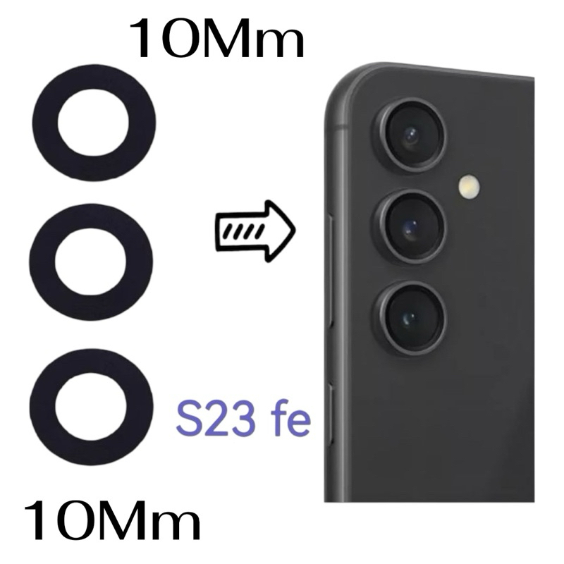 Vidro Lente Camera Traseira Compatível galaxy S23 Fe S711 (3pçs)(10Mm)