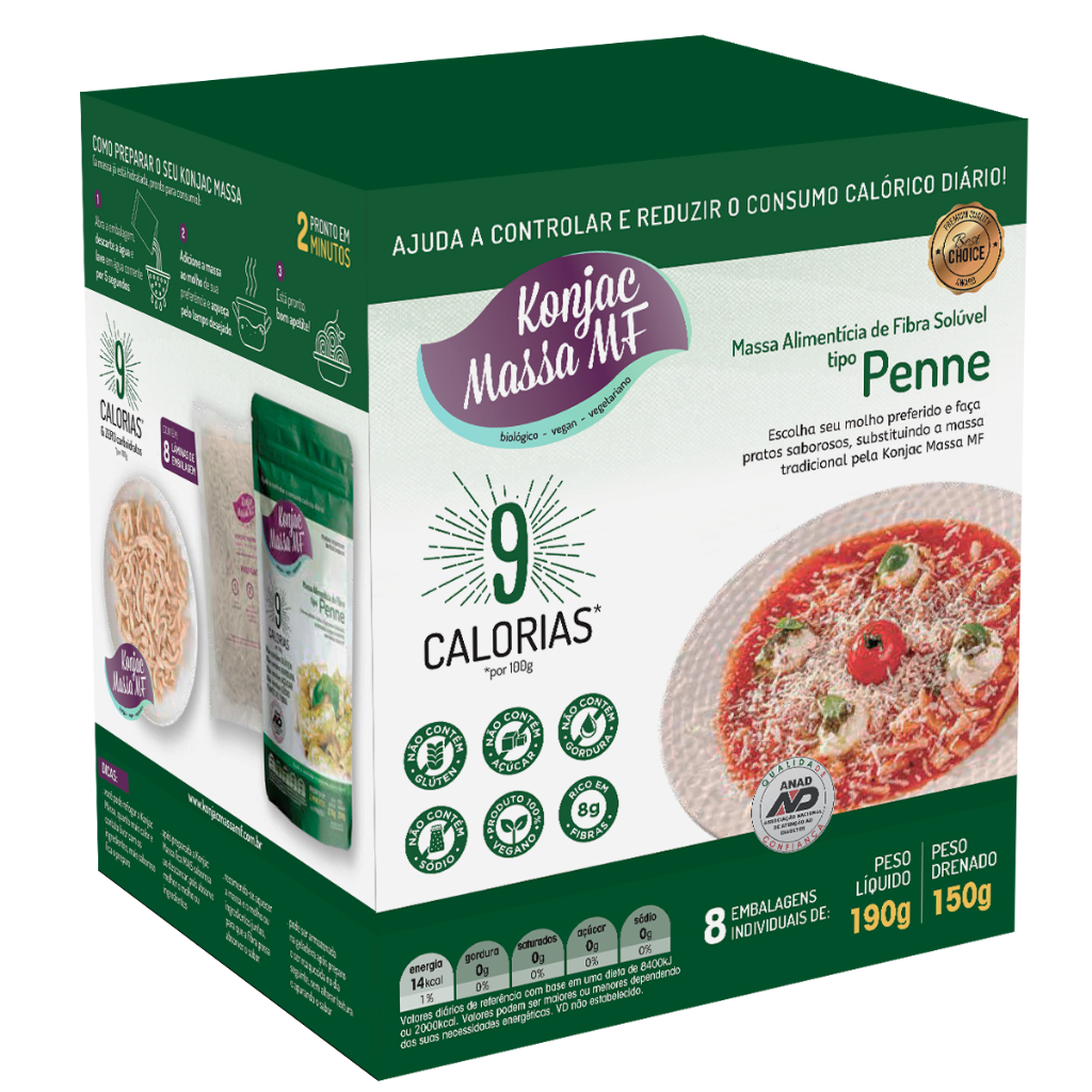 Kit Box 8 Macarrão Tipo Penne Konjac Massa Zero Gordura Açúcar e Glúten Para Emagrecimento e Saúde Intestinal em Oferta na Shopee