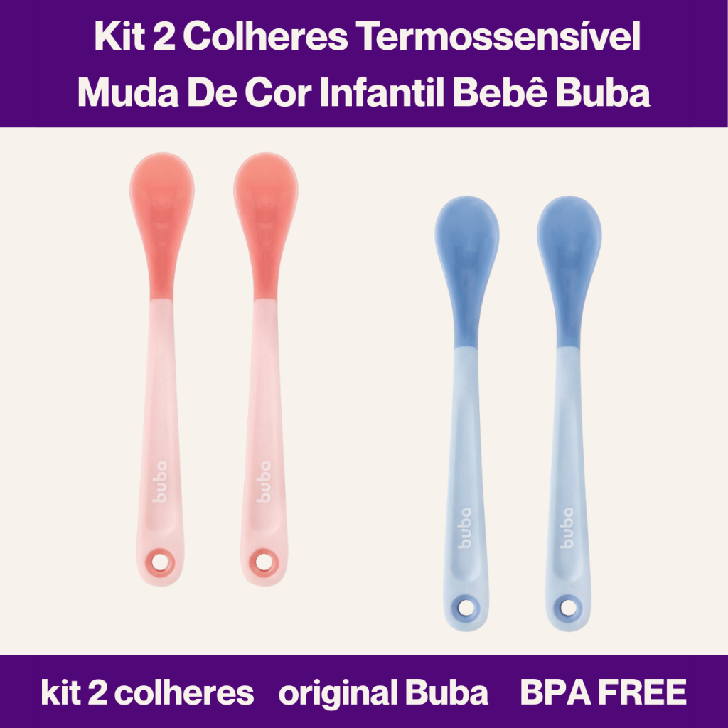 Kit 2 Colheres Termossensível Muda De Cor Infantil Bebê Buba em Oferta na Shopee