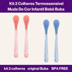 Kit 2 Colheres Termossensível Muda De Cor Infantil Bebê Buba
