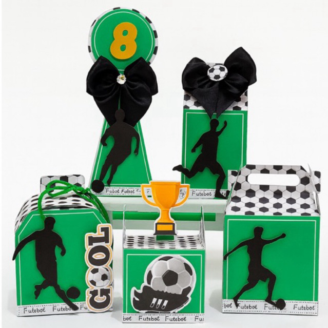 Caixas Futebol Personalizada + BRINDE | Kit Personalizado Futebol | Lembrancinha de Festa | Aniversário Futebol