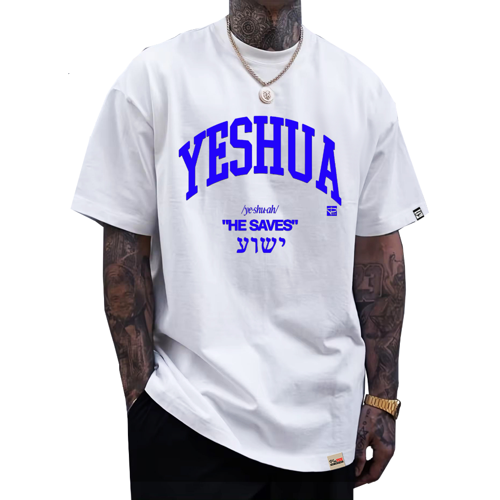 Camiseta Masculina Oversized Camisa Yeshua He Saves Casual Premium Moda Confortável Dia a Dia