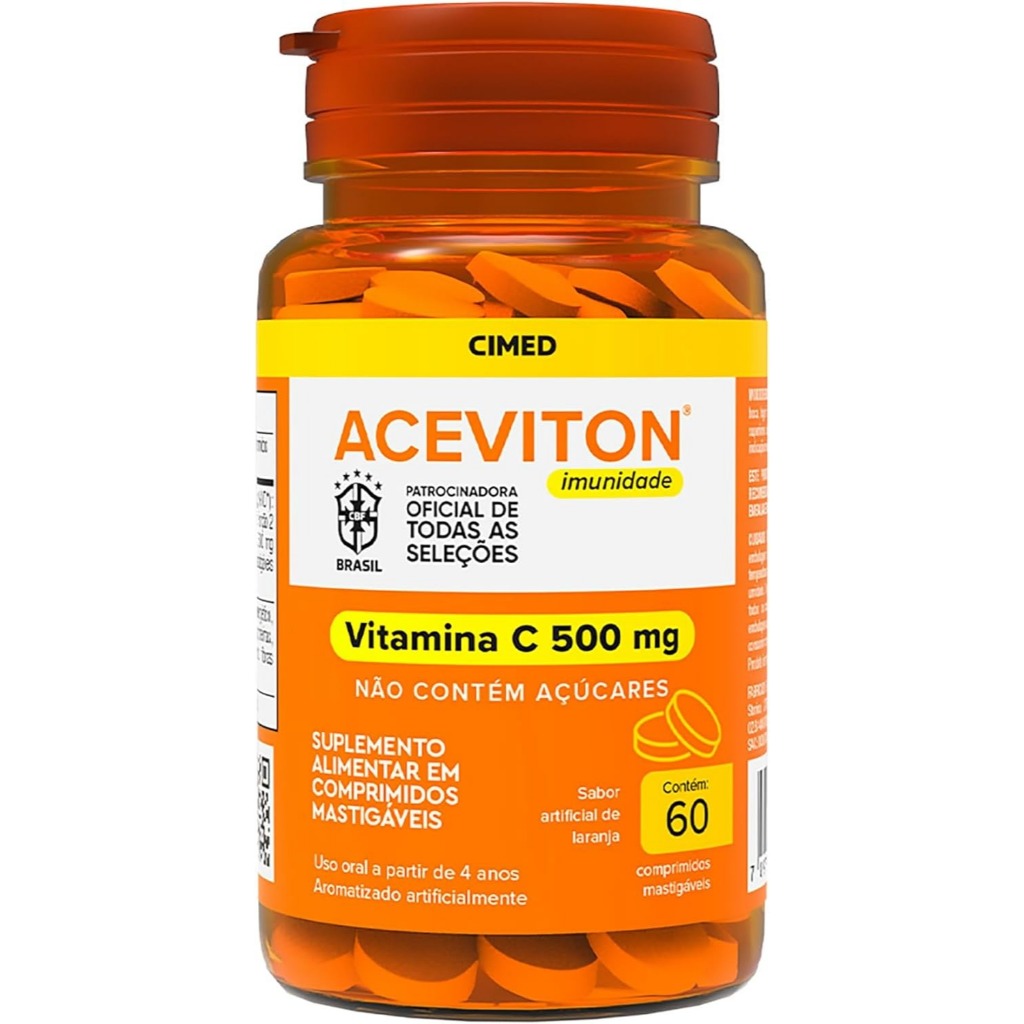 Aceviton Imunidade Vitamina C 500mg Com 60 Comprimidos Mastigáveis