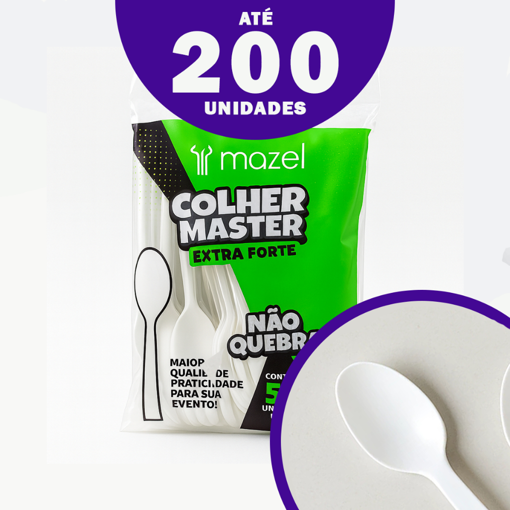 Kit 50 - 200 Colher Talher Descartável Branca para refeição caldo sopas festa inquebrável simples