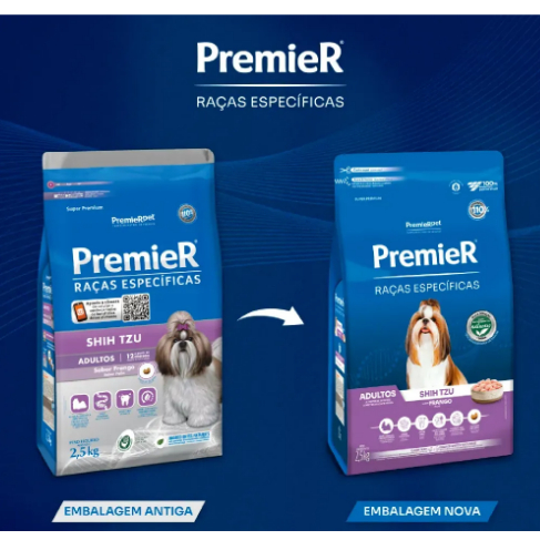 Ração Premier Raças Específicas Shih Tzu Adultos Frango 2,5 kg
