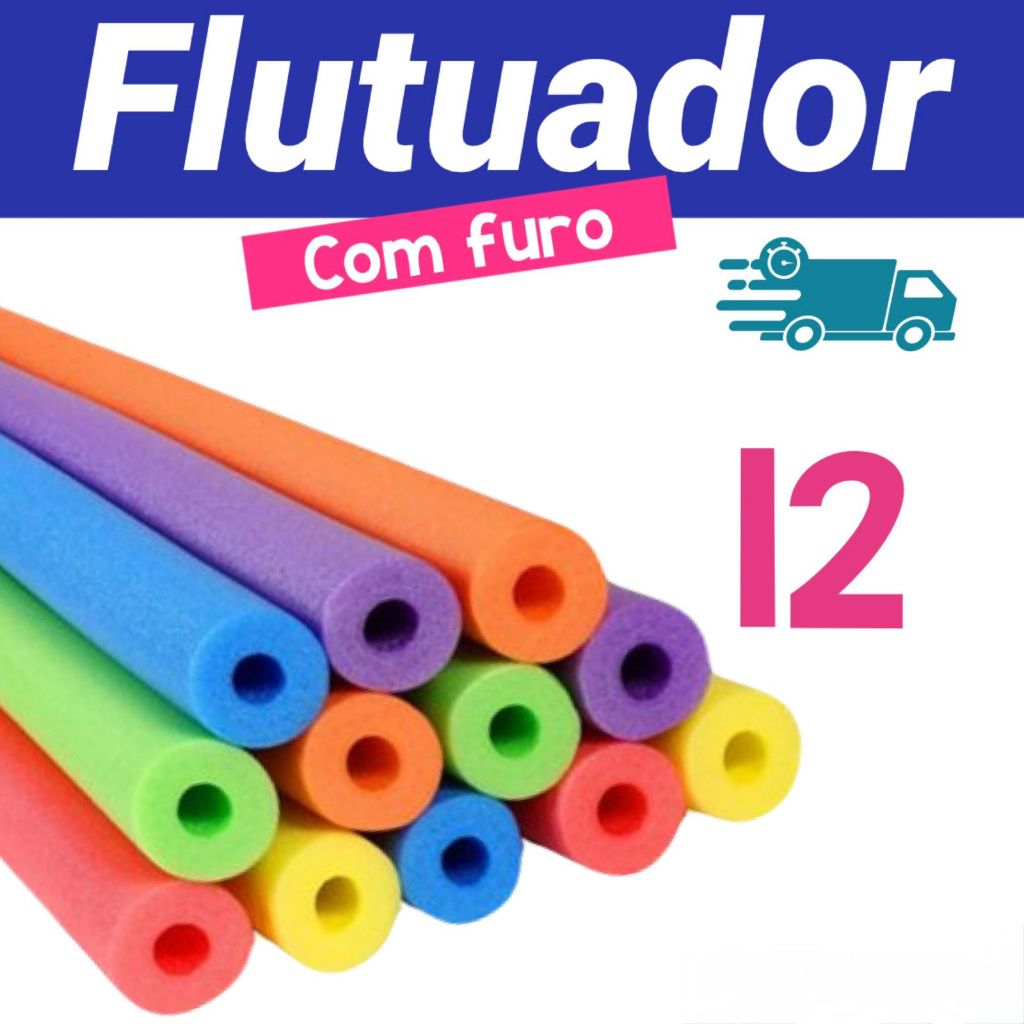 Kit 12 Boias Macarrão Espaguete Flutuador Para Piscina Praia Flexível Versátil Resistente Com Furo em Oferta na Shopee