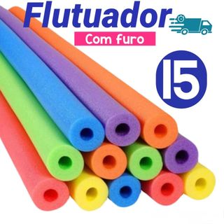 Kit 15 Boias Flutuador Macarrão Espaguete Para Piscina Praia Flutuador Cores Sortidas