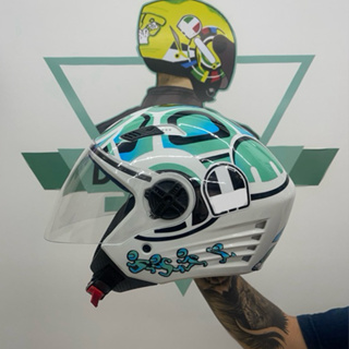Capacete Para Moto Fw3 X Open Classic Aberto Personalizado Tartaruga Ciano/Azul em Oferta na Shopee