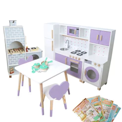 Combo Verão Animado Grande Brinquedoteca Madeira Lilás Montessori Kit Livro Educativo