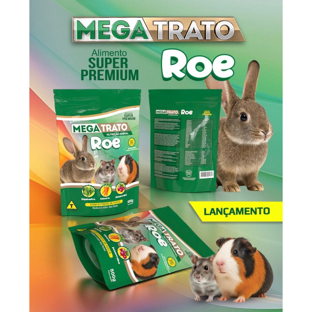 MEGA TRATO ROÍ ROEDORES 500GR SUPER PREMIUN ESPINAFRE CENOURA BETERRABA COELHO HAMISTER REINO DAS AVES ROEDORES FUNNY