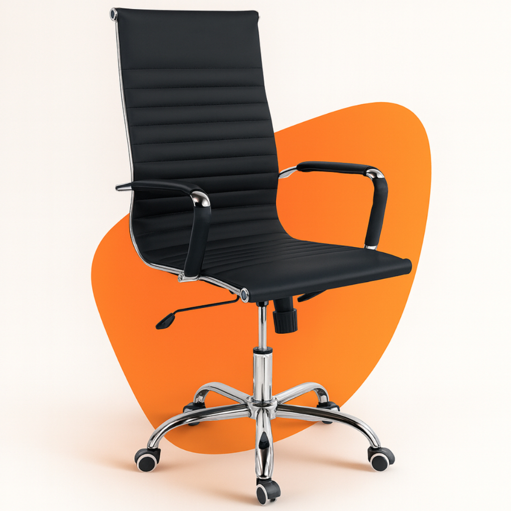 Cadeira Escritório Presidente Esteirinha Charles Eames Giratória Ergonômica Moob