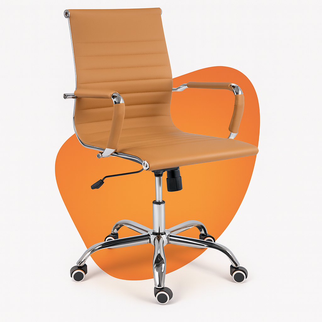 Cadeira De Escritório Recepção Moob Boston Diretor Giratória Com Função Relax Caramelo em Oferta na Shopee